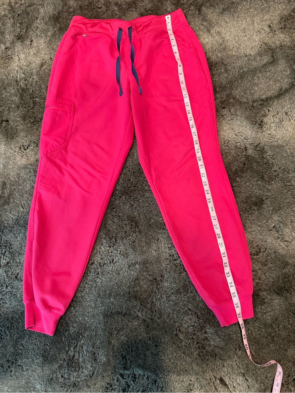 Figs Pink Top and Jogger Pants with Navy Drawstring